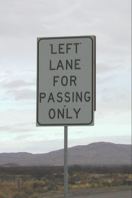 rv left lane for passing only